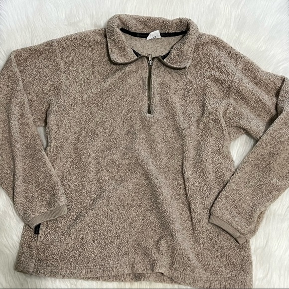 Columbia Sweaters - Columbia Tan Sherpa Quarter Zip Pullover